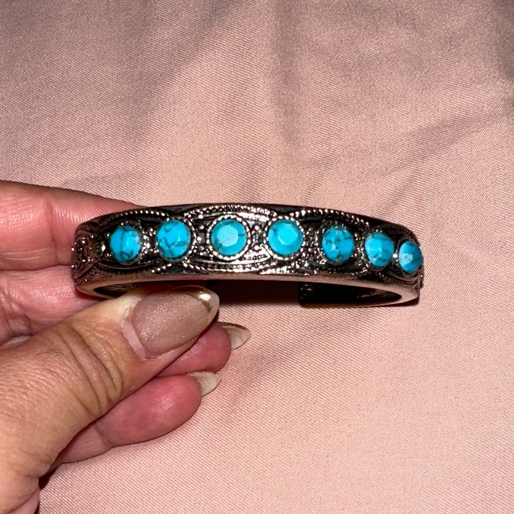 Turquoise Stone Silver Cuff